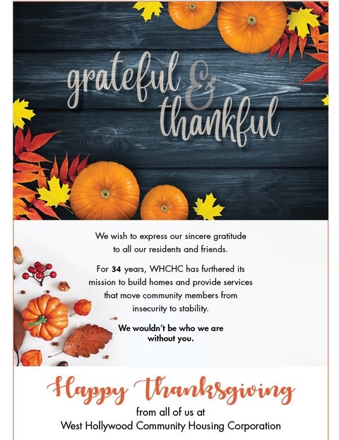 Happy Thanksgiving from all of us at West Hollywood Community Housing Corporation