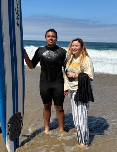 Young residents surfing