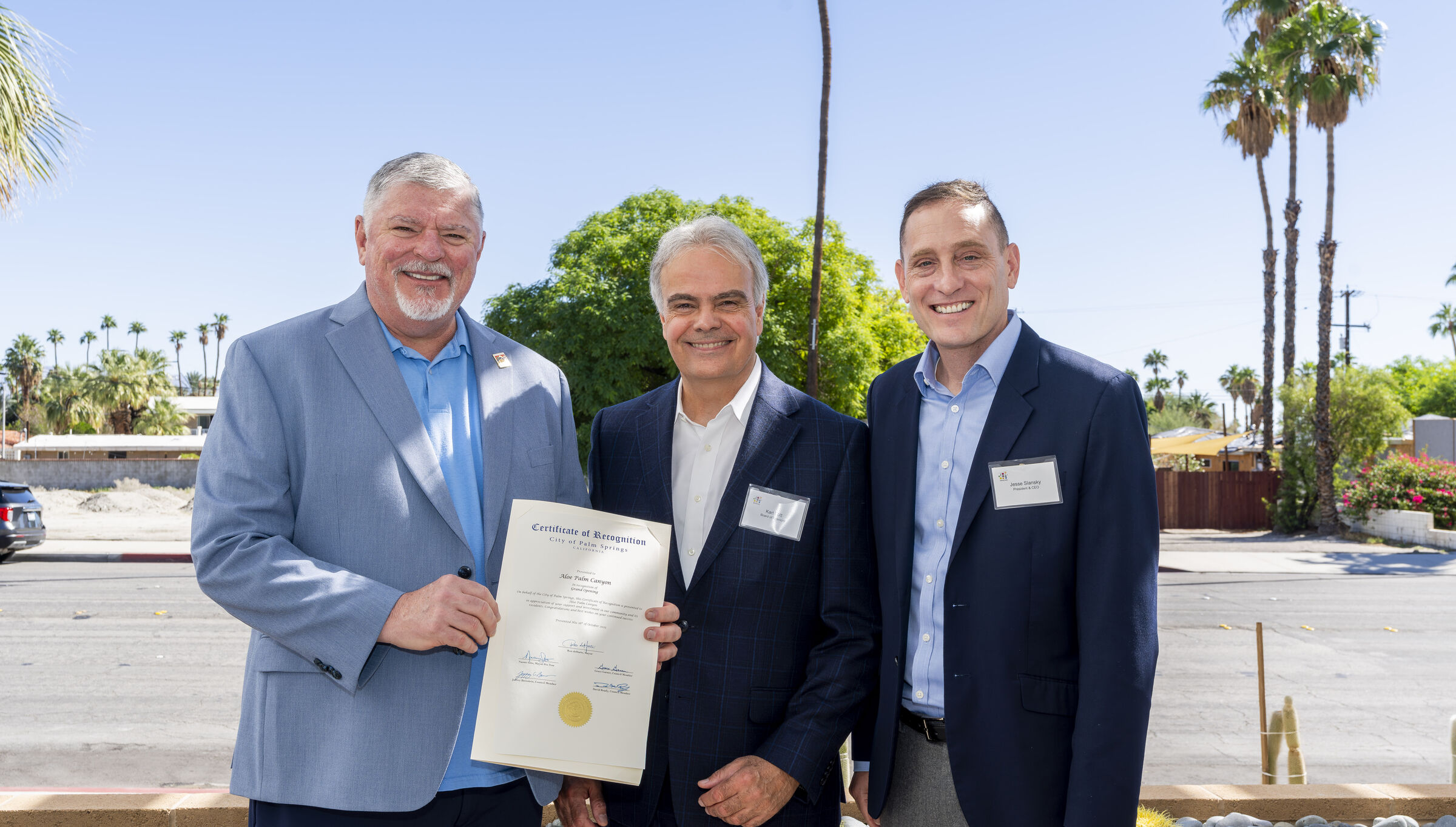 Board Member, Mayor of Palm Springs, Jesse Slansky at Aloe Palm Canyon Grand Opening